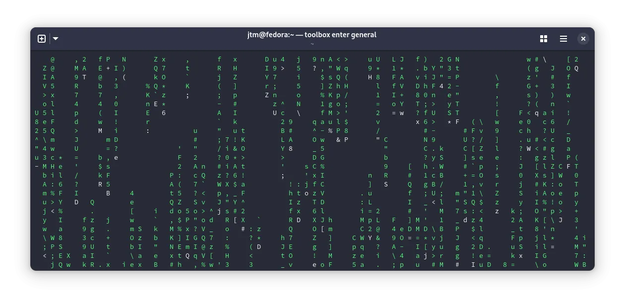 Hiệu ứng ma trận xanh lá kinh điển từ bộ phim 'The Matrix' được tái tạo trên Terminal Linux bằng lệnh 'cmatrix', mang đến trải nghiệm thị giác độc đáo.