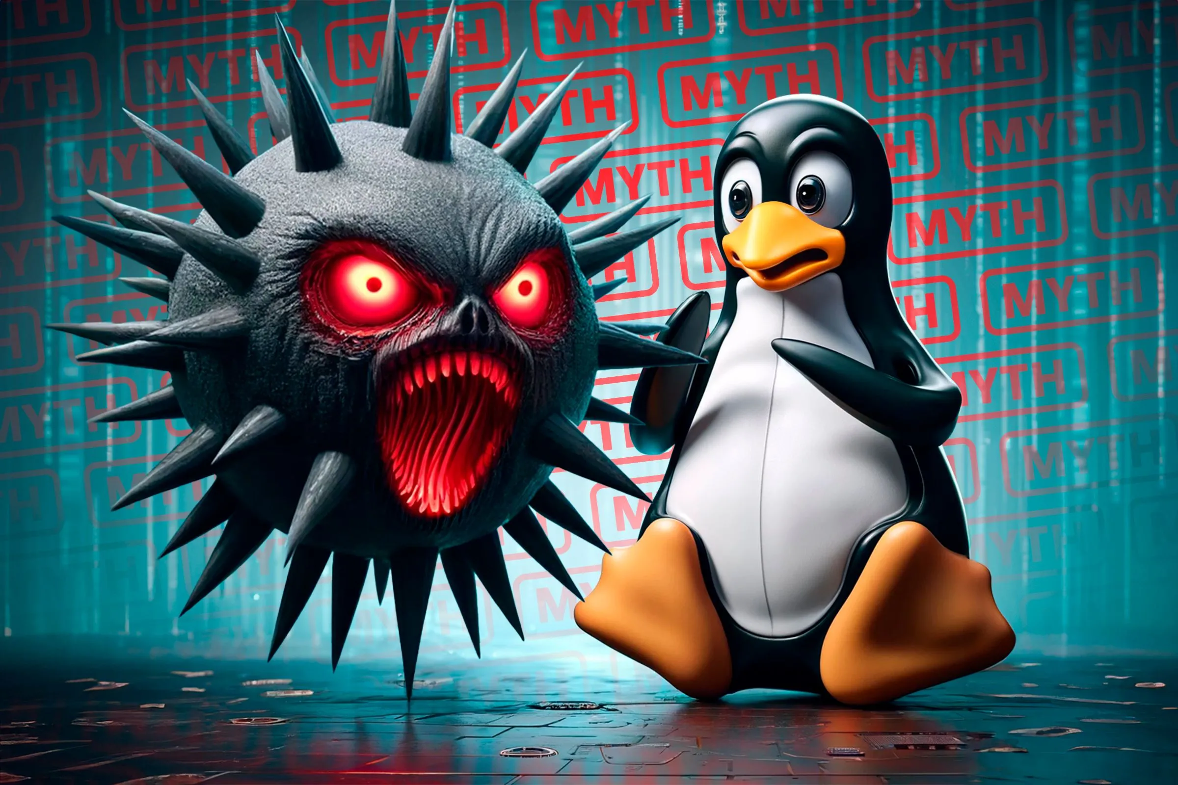 Hình ảnh linh vật Tux của Linux với biểu cảm lo lắng, tượng trưng cho những thách thức khi cài đặt Linux.