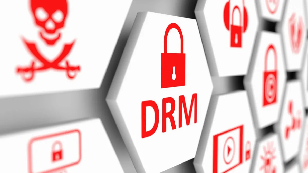 Khóa kỹ thuật số tượng trưng cho công nghệ DRM (Digital Rights Management) bảo vệ nội dung