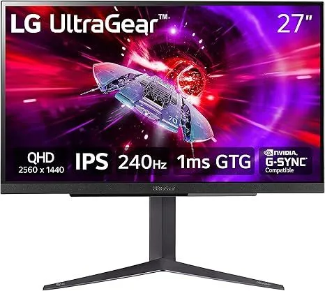 Màn hình chơi game LG UltraGear 27GR83Q-B 27 inch 1440p, nơi các biểu tượng khay hệ thống hiển thị rõ ràng mà không gây lộn xộn