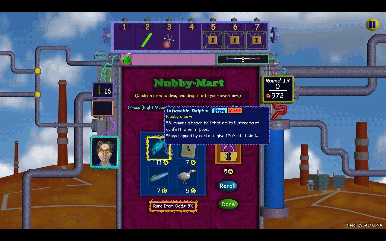 Màn hình lựa chọn nâng cấp trong Nubby's Number Factory, yếu tố then chốt cho chiến lược roguelike.