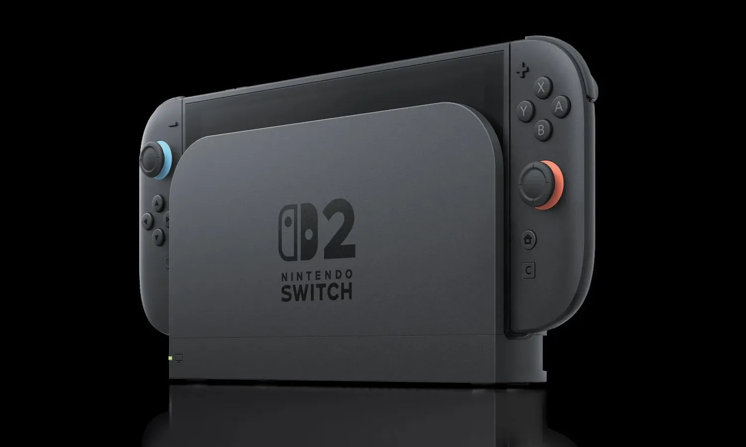 Máy chơi game Nintendo Switch 2 (minh họa) đang nằm trong dock sạc, tượng trưng cho lịch trình ra mắt console không truyền thống