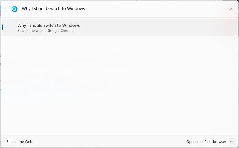 Thực hiện tìm kiếm web nhanh chóng bằng cú pháp &quot;??&quot; trong Command Palette trên Windows.