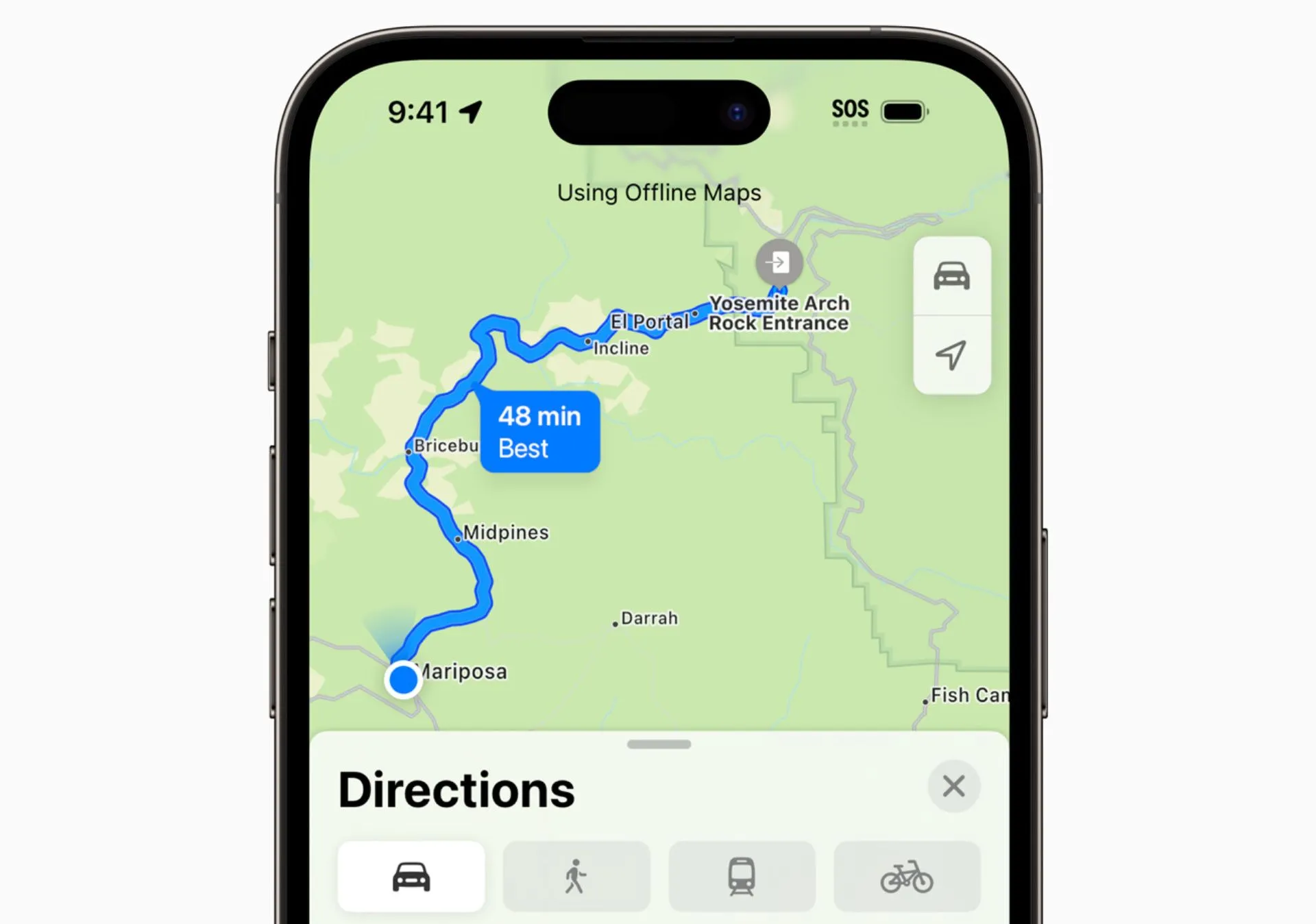 Ứng dụng Apple Maps trên iPhone hiển thị chỉ đường ngoại tuyến, tiện lợi cho di chuyển.